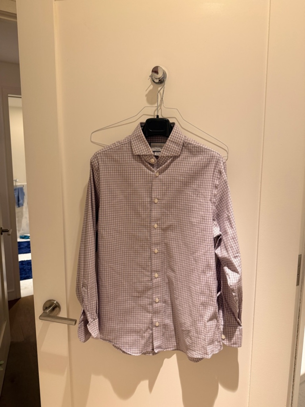 Charles Tyrwhitt Performance Men's Check Button-Down Shirt - Light Purple